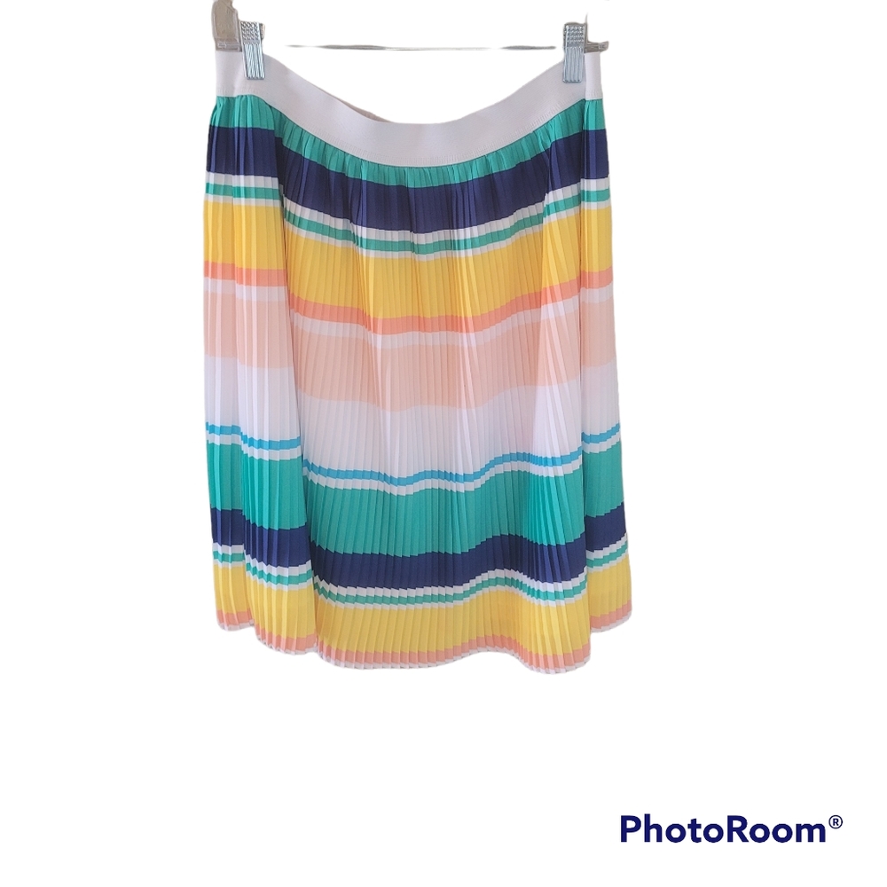 Merona Women's Skirt Pleated Multicolor Colorblock Rainbow Size Large
